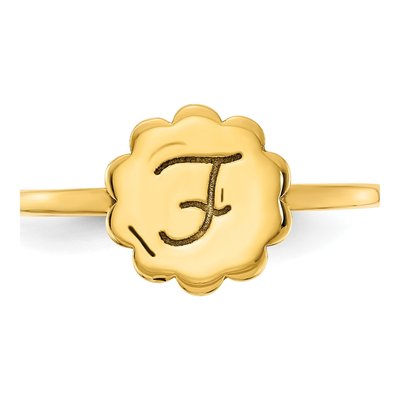 Gold-Plated Sterling Silver Personalized Initial Flower Signet Ring – view 4