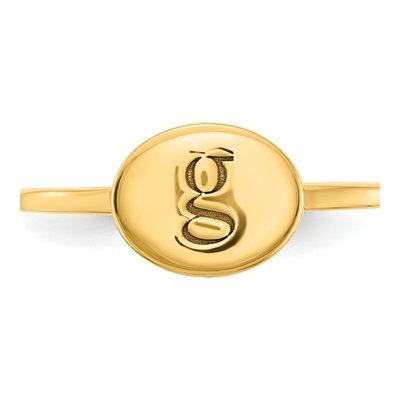 Gold-Plated Sterling Silver Personalized Oval Initial Signet Ring – view 4