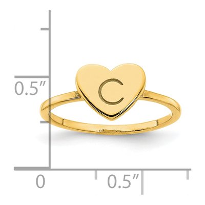 Gold-Plated Sterling Silver Personalized Initial Heart Signet Ring – view 2