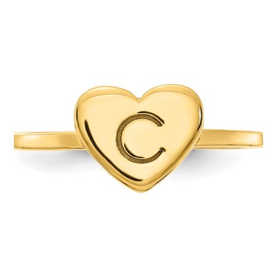 Gold-Plated Sterling Silver Personalized Initial Heart Signet Ring – view 4