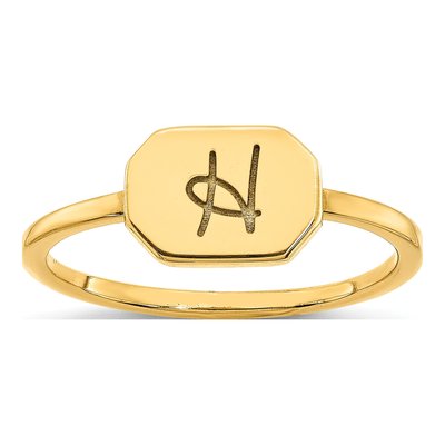 Gold-Plated Sterling Silver Personalized Initial Signet Ring