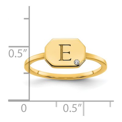 Gold-Plated Sterling Silver Diamond Personalized Initial Octagon Signet Ring – view 2