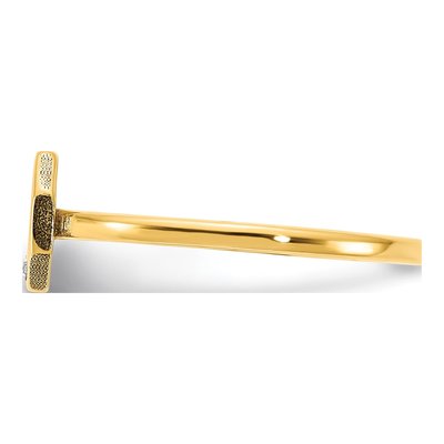 Gold-Plated Sterling Silver Diamond Personalized Initial Octagon Signet Ring – view 3