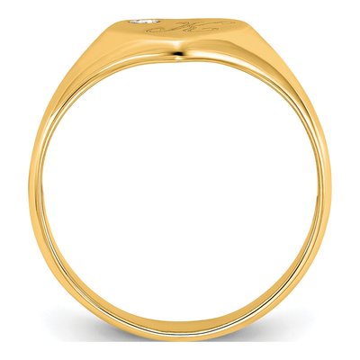 Gold-Plated Sterling Silver Diamond Personalized Heart Initial Signet Ring – view 2