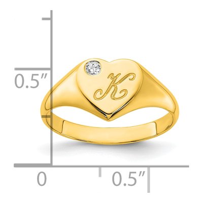 Gold-Plated Sterling Silver Diamond Personalized Heart Initial Signet Ring – view 5