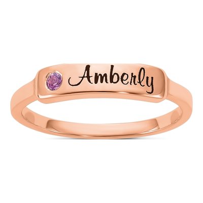 14K Rose Gold Personalized Name Ring