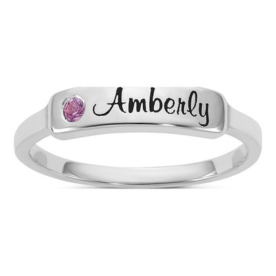 14K White Gold Personalized Name Ring