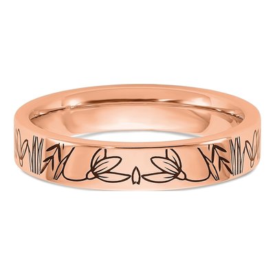 14K Rose Gold Personalized Name Birth Flower Ring – view 5