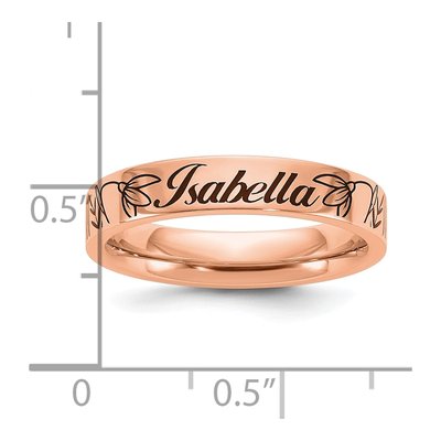 14K Rose Gold Personalized Name Birth Flower Ring – view 7