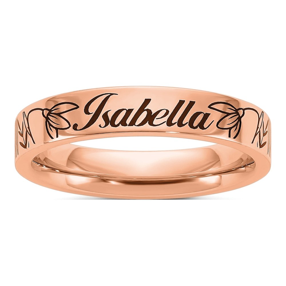14K Rose Gold Name And Birth Flower Ring