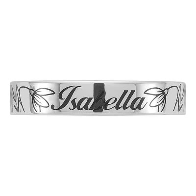 14K White Gold Personalized Name Birth Flower Ring – view 4