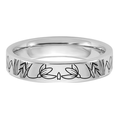 14K White Gold Personalized Name Birth Flower Ring – view 5