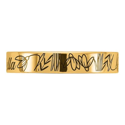 14K Yellow Gold Personalized Name Birth Flower Ring – view 3