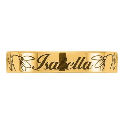 14K Yellow Gold Personalized Name Birth Flower Ring – view 4