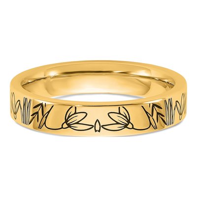14K Yellow Gold Personalized Name Birth Flower Ring – view 5