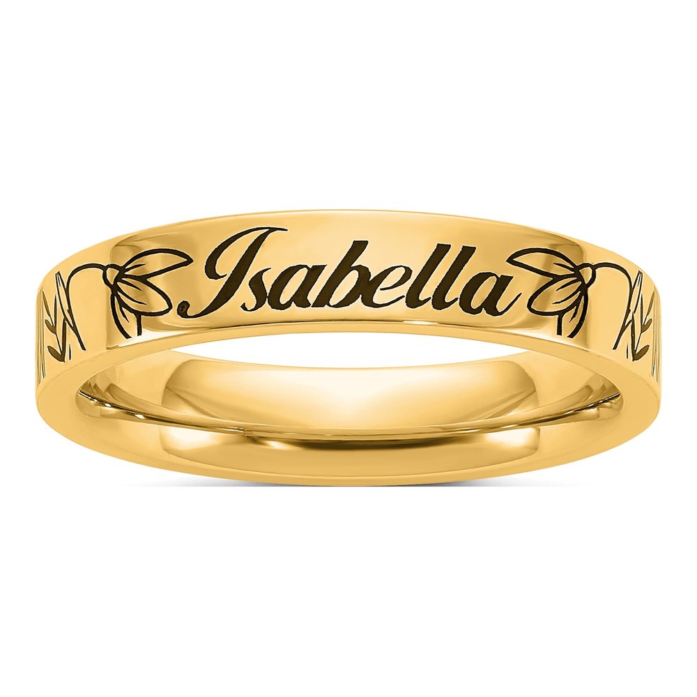 14K Yellow Gold Name And Birth Flower Ring