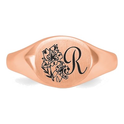 14K Rose Gold Personalized Initial Signet Ring – view 4