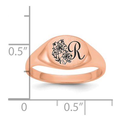 14K Rose Gold Personalized Initial Signet Ring – view 6