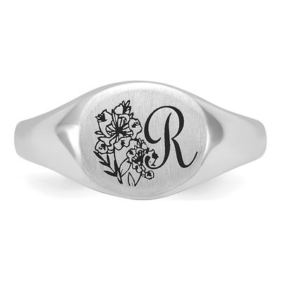 14K White Gold Personalized Initial Signet Ring – view 4