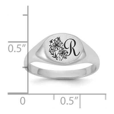14K White Gold Personalized Initial Signet Ring – view 6