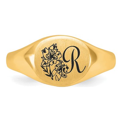 14K Yellow Gold Personalized Initial Signet Ring – view 4