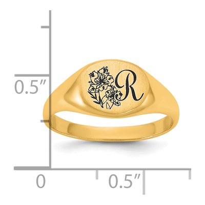 14K Yellow Gold Personalized Initial Signet Ring – view 6