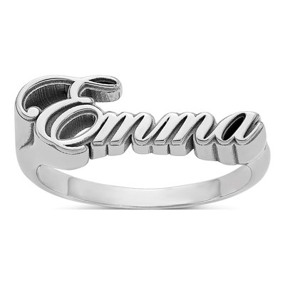 14K White Gold Personalized Name Plate Ring