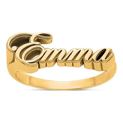 14K Yellow Gold Personalized Name Plate Ring