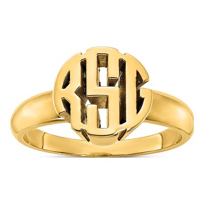 Gold-Plated Sterling Silver Personalized Monogram Ring
