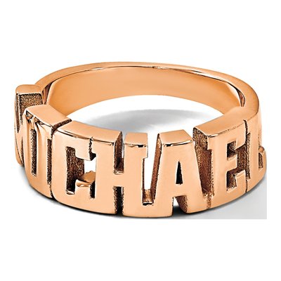 14K Rose Gold Personalized Cut-Out Name Ring – view 4