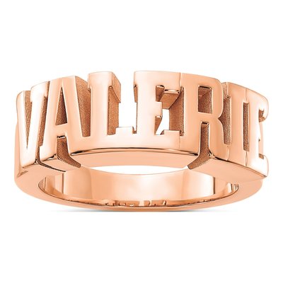 14K Rose Gold Personalized Cut-Out Name Ring