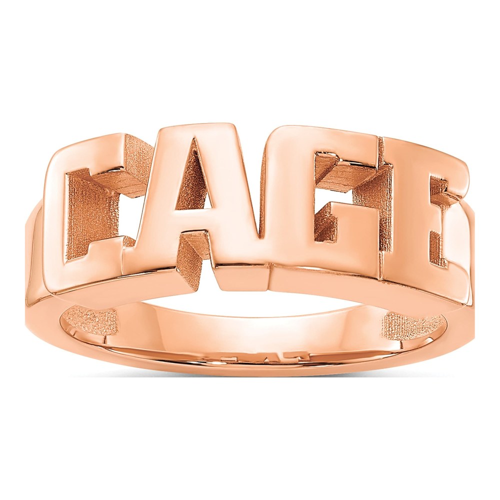 14K Rose Gold Personalized Cut-Out Name Ring