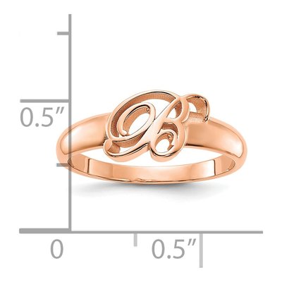 14K Rose Gold Script Initial Ring – view 2