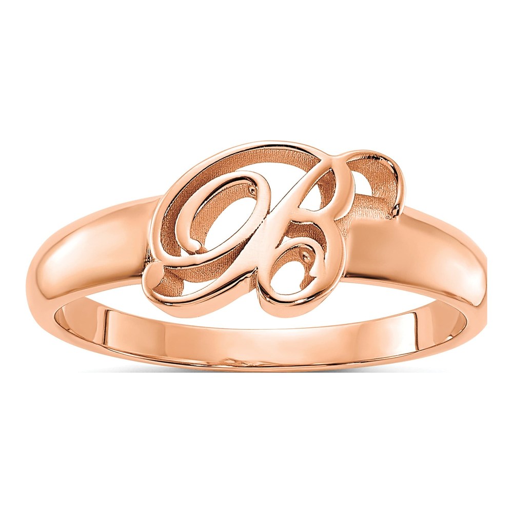14K Rose Gold Script Initial Ring