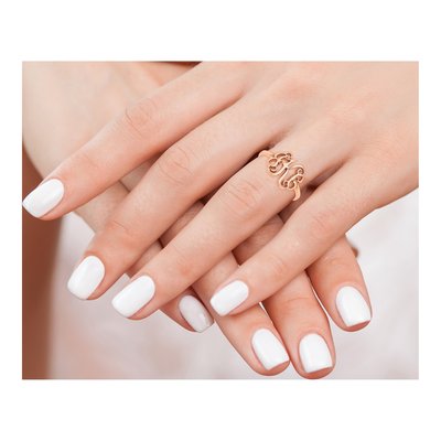 14K Rose Gold Personalized Monogram Ring – view 2