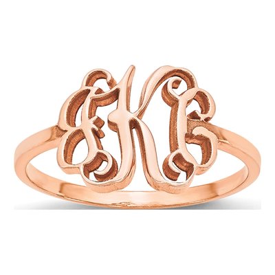 14K Rose Gold Personalized Monogram Ring