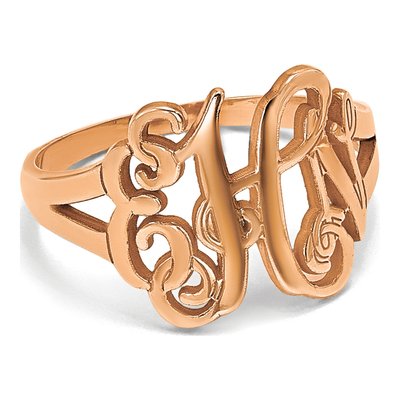 14K Rose Gold Personalized Monogram Ring – view 7