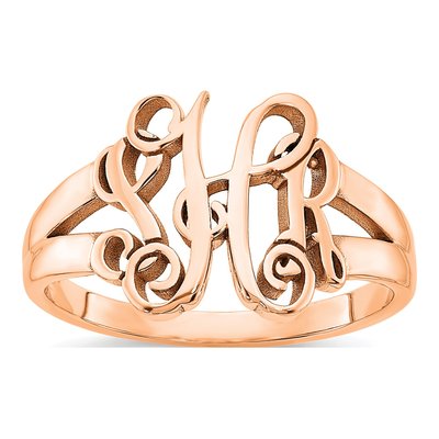 14K Rose Gold Personalized Monogram Ring