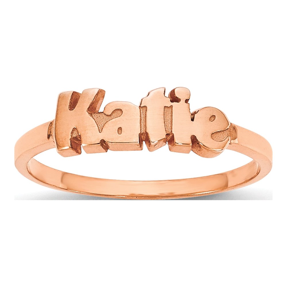 14K Rose Gold Personalized Name Plate Ring
