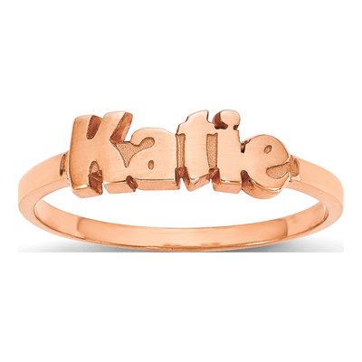 14K Rose Gold Personalized Name Plate Ring