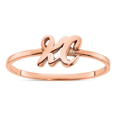 14K Rose Gold Personalized Double Initial Ring – view 6