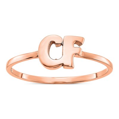 14K Rose Gold Personalized Double Initial Ring