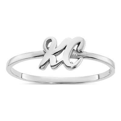 Sterling Silver Double Initial Script or Block Font Ring – view 6