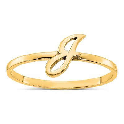 Gold-Plated Sterling Silver Initial Script or Block Font Ring – view 3