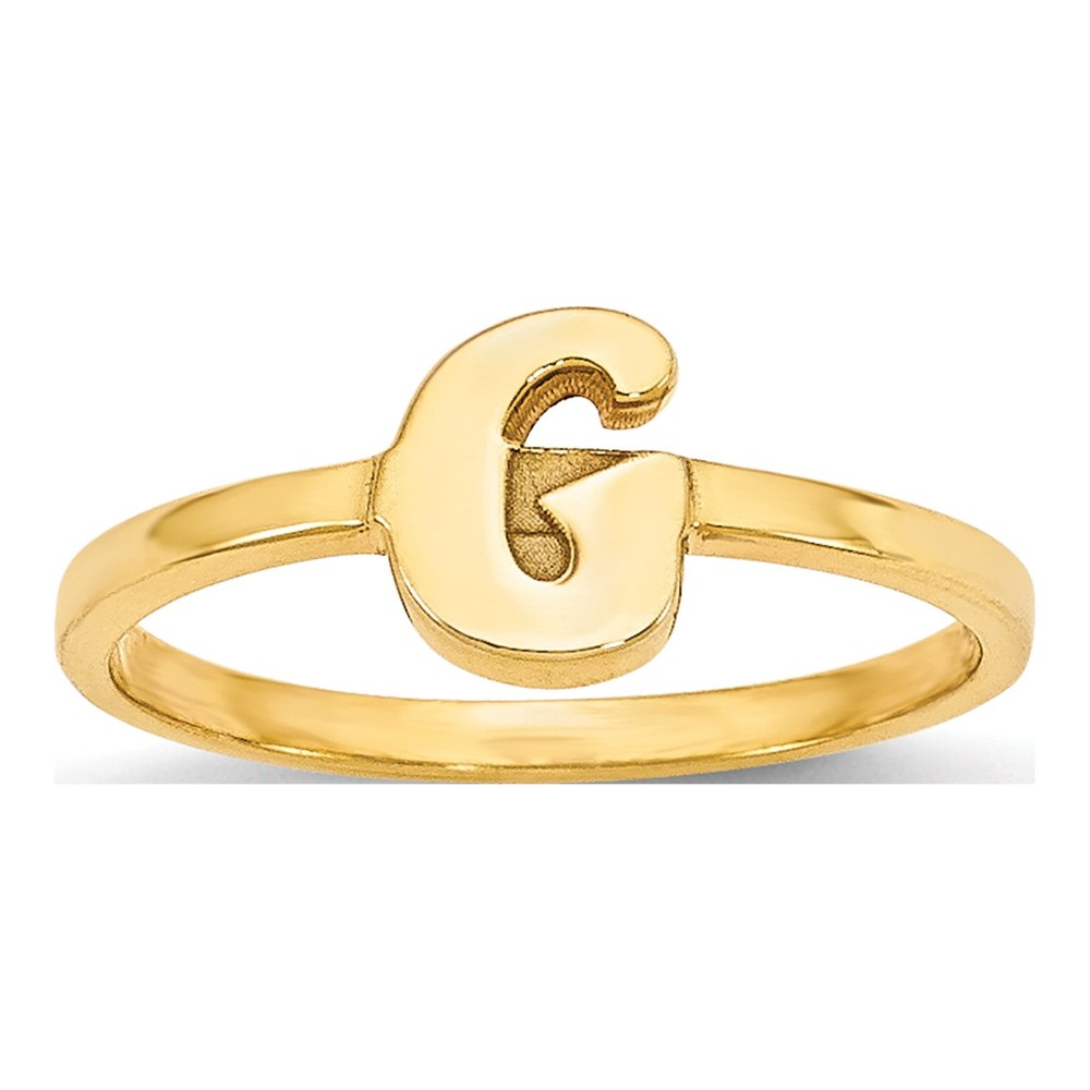 Gold-Plated Sterling Silver Initial Script or Block Font Ring