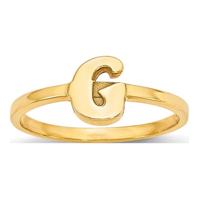 Gold-Plated Sterling Silver Initial Script or Block Font Ring