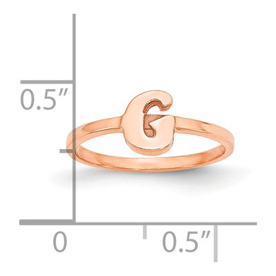 14K Rose Gold Initial Script or Block Font Ring – view 3