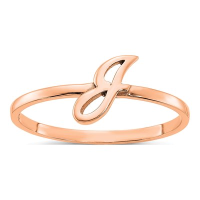 14K Rose Gold Initial Script or Block Font Ring – view 4