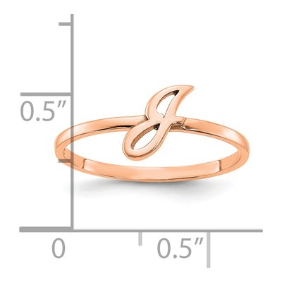 14K Rose Gold Initial Script or Block Font Ring – view 6