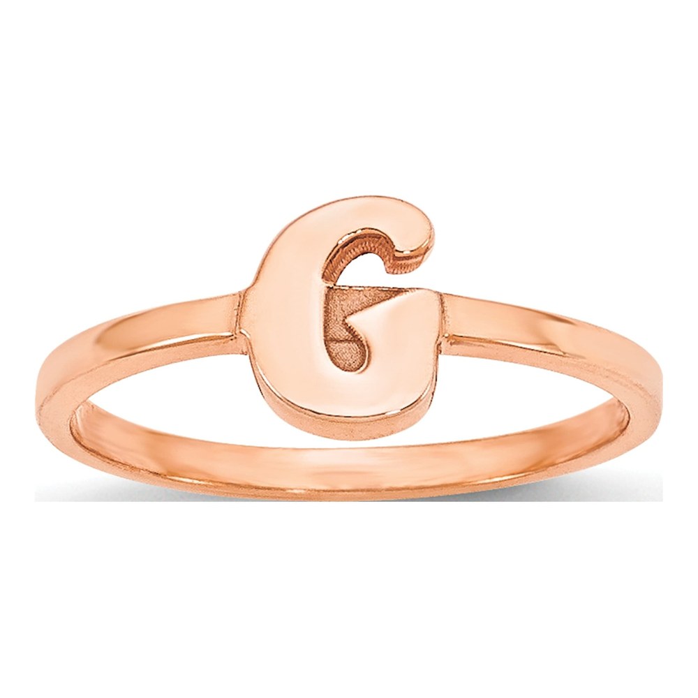14K Rose Gold Initial Script or Block Font Ring